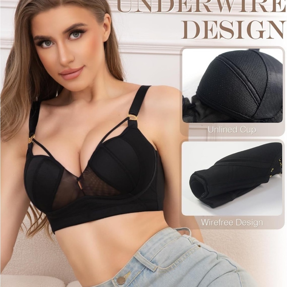 ANYIRIS Plus Size Wireless Bras Women No Underwire Push Up Bra 42F NEW in Box